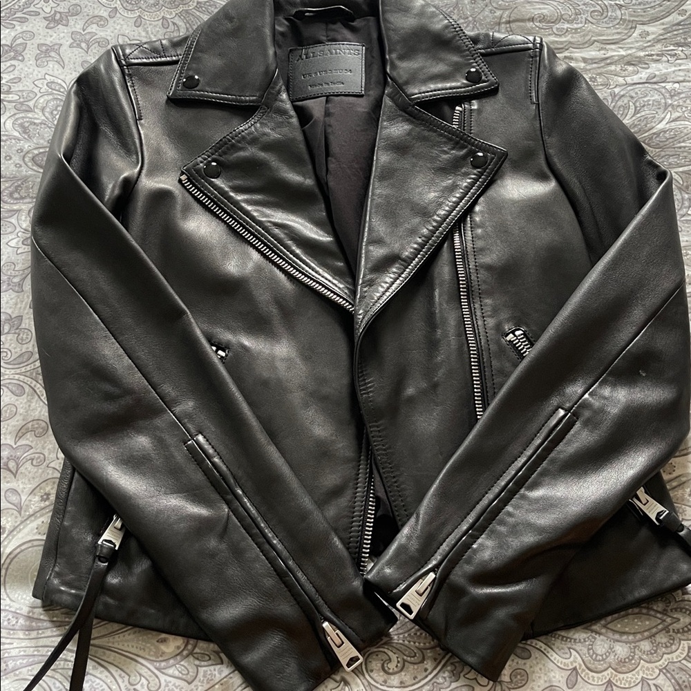 All Saints black Leather Jacket - Picture 11 of 15